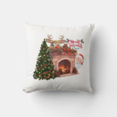 メリークリスマス 暖炉 トナカイ クッション (正面)