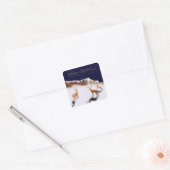 メリークリスマス – 木のデアと雪の山 スクエアシール (封筒)