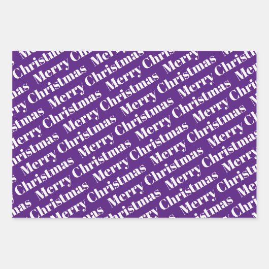 メリークリスマス、木、水玉模様紫の休日 ラッピングペーパーシート (正面2)