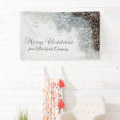 メリークリスマス，松のコーン，雪 横断幕 (インサイチュ)