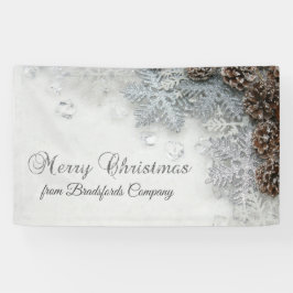 メリークリスマス，松のコーン，雪 横断幕