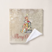 メリークリスマス、松猫の雪片 バスタオルセット (ウォッシュタオル)