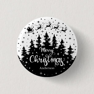 メリークリスマス 松 サンタクロース トナカイ そり 缶バッジ