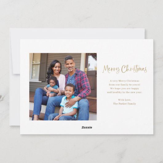 メリークリスマス |枚の金ゴールドモダン数々の写真 シーズンカード (裏面)