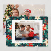 メリークリスマス 植物のグリーン 2枚の写真 シーズンカード (正面/裏面)