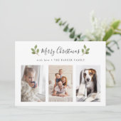 メリークリスマス |植物三色写真ミニマリスト シーズンカード (スタンド正面)