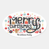 メリークリスマス 楕円形シール (正面)