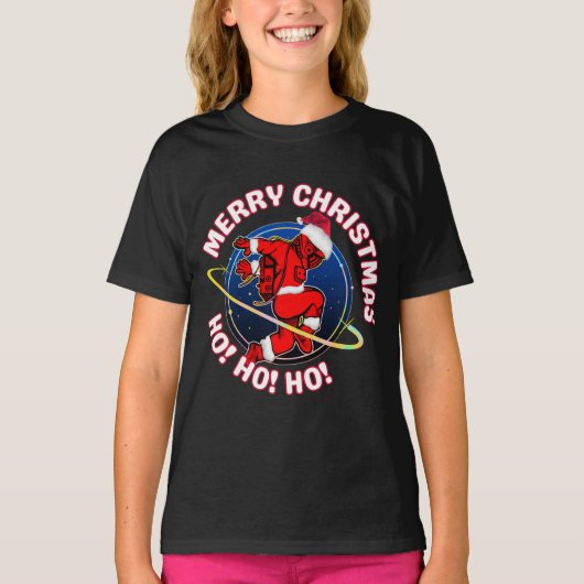 メリークリスマス 楽しい宇宙飛行士 Tシャツ (正面)