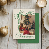 メリークリスマス 気まぐれな手描きリボン 写真 シーズンカード