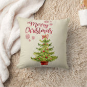 メリークリスマス、水の色のクリスマスツリー クッション (ブランケット)