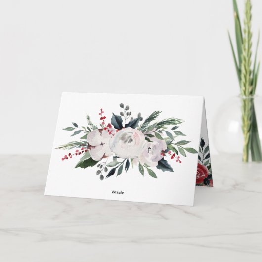 メリークリスマス | 水伝統的色の花 シーズンカード (裏面)