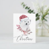 メリークリスマス.水彩の休日のシロクマ シーズンポストカード (スタンド正面)