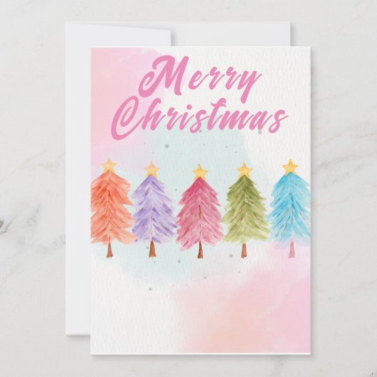 メリークリスマス 水彩の素敵な木 シーズンカード (正面)