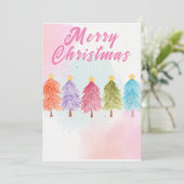 メリークリスマス 水彩の素敵な木 シーズンカード (スタンド正面)