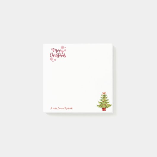 メリークリスマス、水彩クリスマスツリー ポストイット (正面)