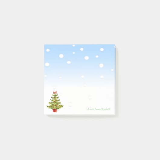 メリークリスマス、水彩クリスマスツリー ポストイット (正面)