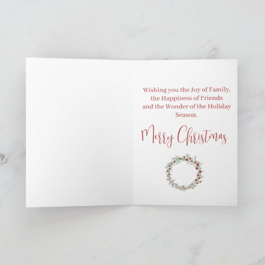 メリークリスマス、水彩クリスマスリース シーズンカード (内部)