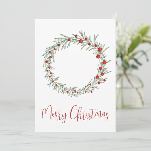 メリークリスマス、水彩クリスマスリース シーズンカード (スタンド正面)