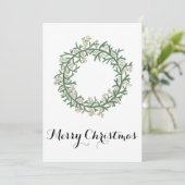 メリークリスマス、水彩クリスマスリース シーズンカード (スタンド正面)