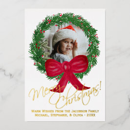 メリークリスマス!水彩リースフォトフレーム 箔シーズンカード