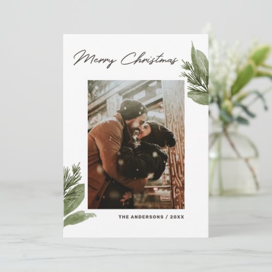 メリークリスマス.水彩冬のフローラ写真 シーズンカード (スタンド正面)