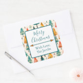 メリークリスマス | 水彩松の木クリスマス スクエアシール (封筒)