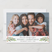 メリークリスマス 水彩画 グリーンと実の写真 シーズンカード (正面)