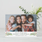 メリークリスマス 水彩画 グリーンと実の写真 シーズンカード (スタンド正面)
