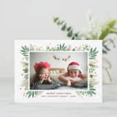 メリークリスマス.水彩緑色植物 シーズンカード (スタンド正面)