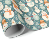 メリークリスマス | 水彩雪だるまクリスマス ラッピングペーパー (ロールコーナー)