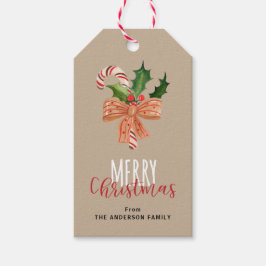メリークリスマス 水彩 キャンディケーン オリジナル ギフトタグ