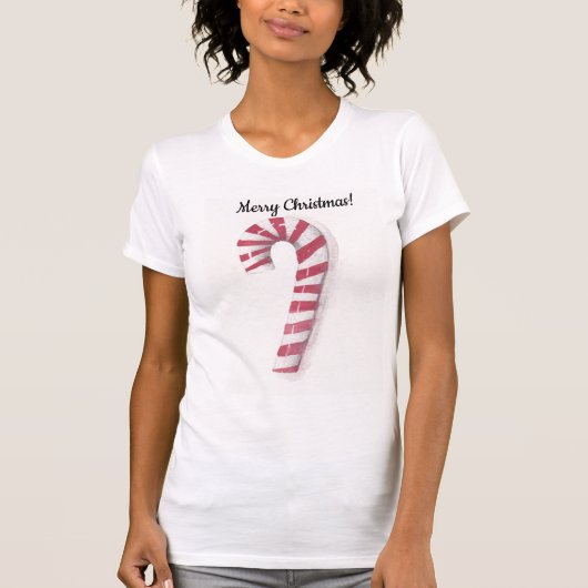 メリークリスマス 水彩 キャンディケーンTシャツ Tシャツ (正面)
