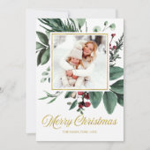 メリークリスマス 水彩 ホリデー 写真 招待状 (正面)