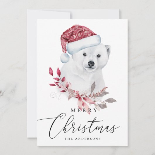 メリークリスマス.水色のシロクマ。動物 シーズンカード (正面)