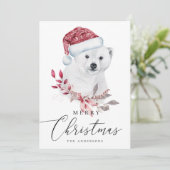 メリークリスマス.水色のシロクマ。動物 シーズンカード (スタンド正面)