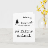 メリークリスマス、汚い動物、おもしろカード カード (黄色い花)