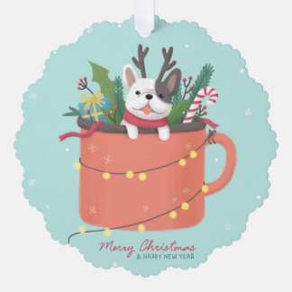 メリークリスマス：犬のイラストレーションアート オーナメントカード