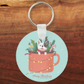 メリークリスマス：犬のイラストレーションアート キーホルダー (裏面)