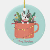 メリークリスマス：犬のイラストレーションアート セラミックオーナメント (裏面)