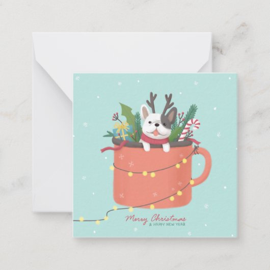 メリークリスマス：犬のイラストレーションアート ノートカード (正面)