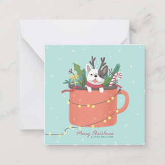 メリークリスマス：犬のイラストレーションアート ノートカード