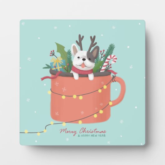 メリークリスマス：犬のイラストレーションアート フォトプラーク (正面)