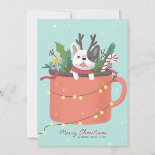 メリークリスマス：犬のイラストレーションアート 招待状 (正面)
