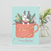 メリークリスマス：犬のイラストレーションアート 招待状 (スタンド正面)