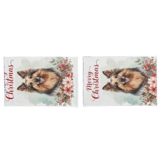 メリークリスマス 犬用ベッドカバー 冬の寝室 ベッドリネン 枕カバー (フロントセット)