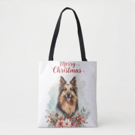 メリークリスマス 犬 クリスマスのお買い物 トートバッグ