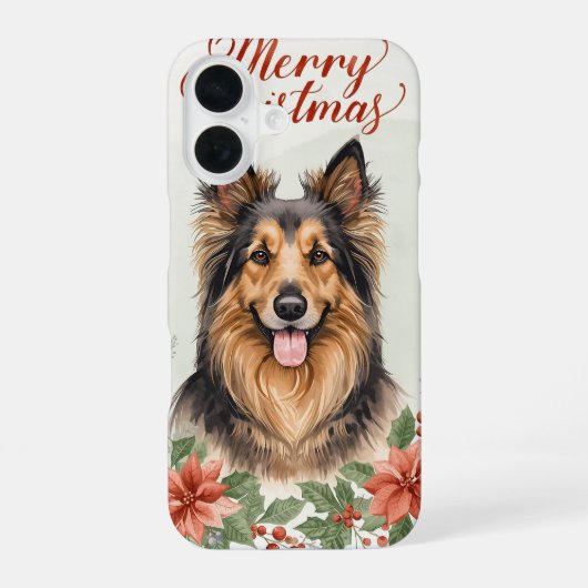 メリークリスマス 犬 クリスマスの携帯ケース iPhone 16ケース (裏面)