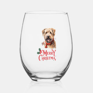 メリークリスマス(犬)スタッフォードブルテリア ステムなしワイングラス
