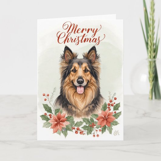メリークリスマス 犬 祝祭の休日のグリーティングカード カード (正面)