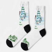 メリークリスマス！猫と子犬のいる雪だるま ソックス (左)